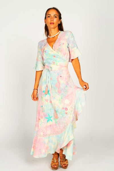 Chania Sunset Maxi Wrap Dress – ZAIMARA